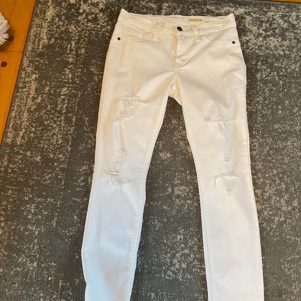 Pistola ripped white jeans